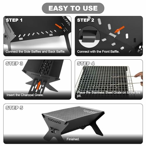 Step-by-step assembly guide for a portable fire pit.