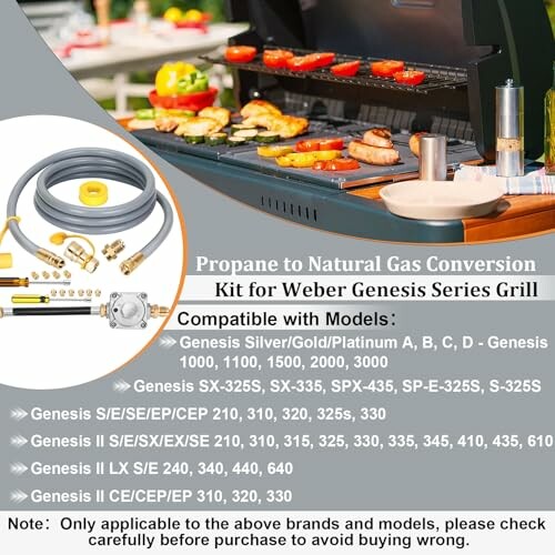Propane to natural gas conversion kit for Weber Genesis series grill.