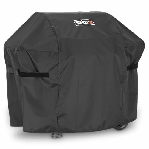 Weber grill cover on a barbecue grill