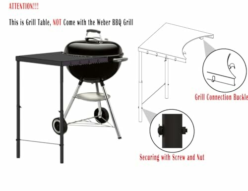 Grill table assembly instructions with grill connection details.