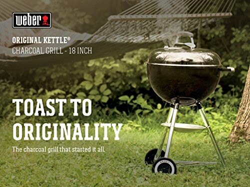 Weber charcoal grill with text 'Toast to Originality' perfect for outdoor cooking